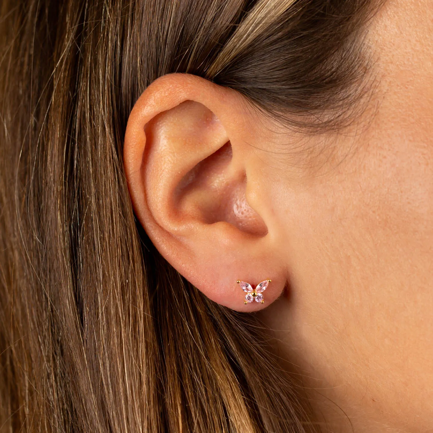 Butterfly Threaded Ball Stud Earring sold by Adina Eden's product image thumbnail 2