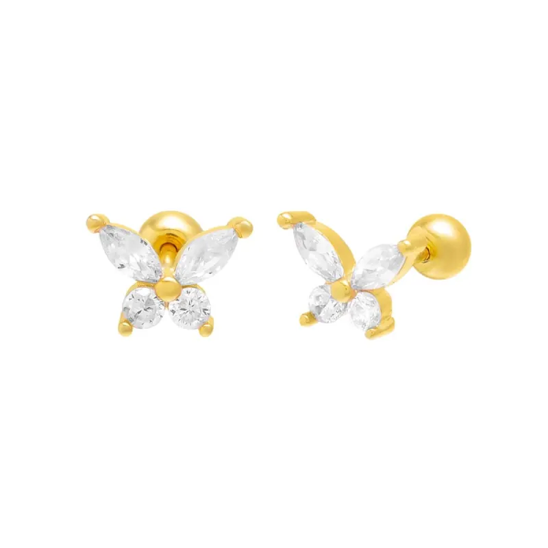 Butterfly Threaded Ball Stud Earring sold by Adina Eden's