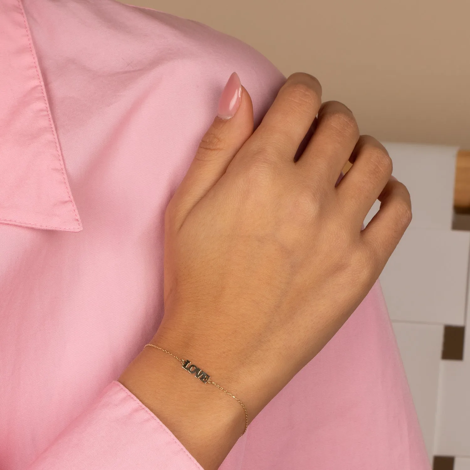 Solid Love Nameplate Bracelet 14K sold by Adina Eden's product image thumbnail 2