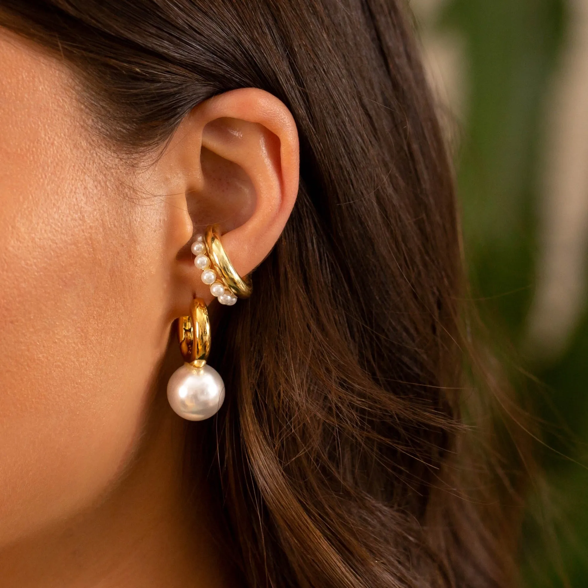 Pearl Dangle Huggie Earring sold by Adina Eden's product image thumbnail 4