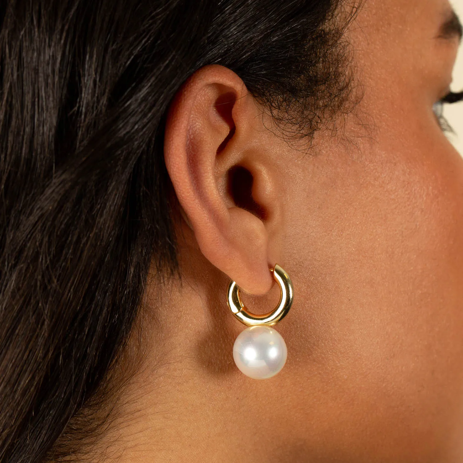 Pearl Dangle Huggie Earring sold by Adina Eden's product image thumbnail 5