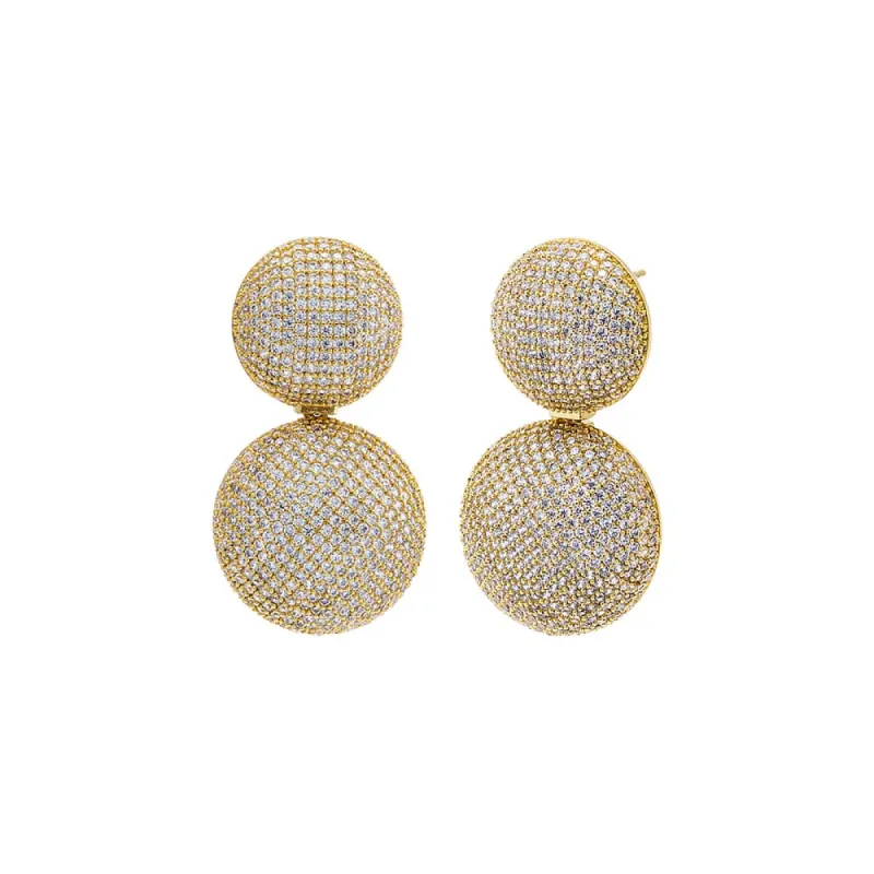 Pave Puffy Double Circle Drop Stud Earring sold by Adina Eden's