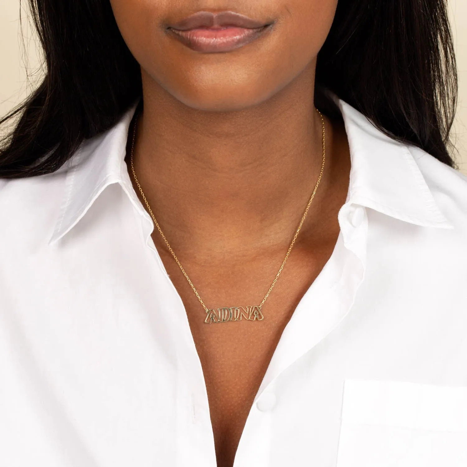 Graffiti Cut-Out Nameplate Necklace sold by Adina Eden's product image thumbnail 2