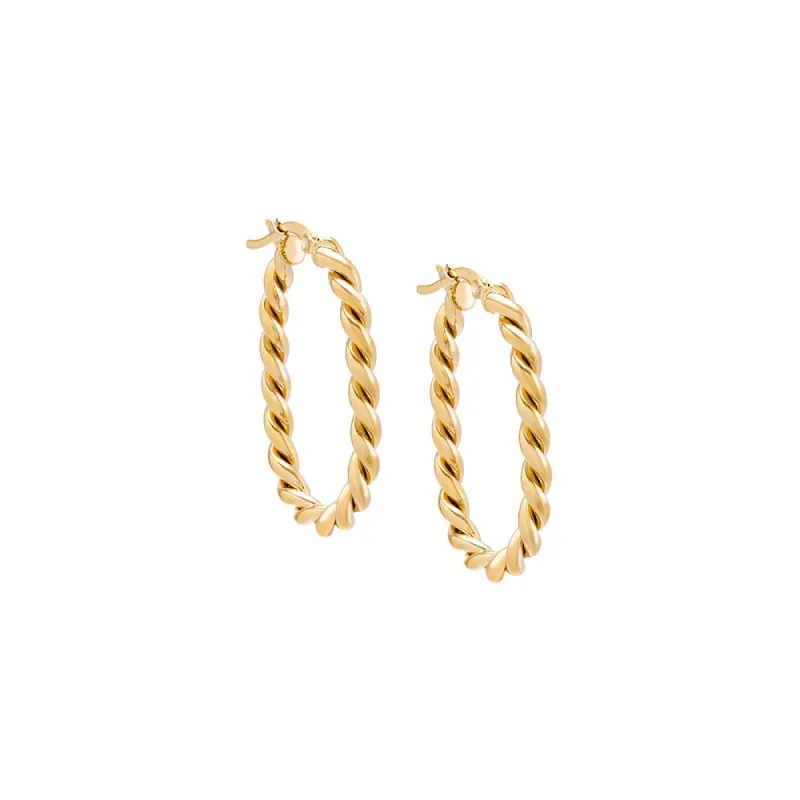 Elongated Twist Hoop Earring sold by Adina Eden's