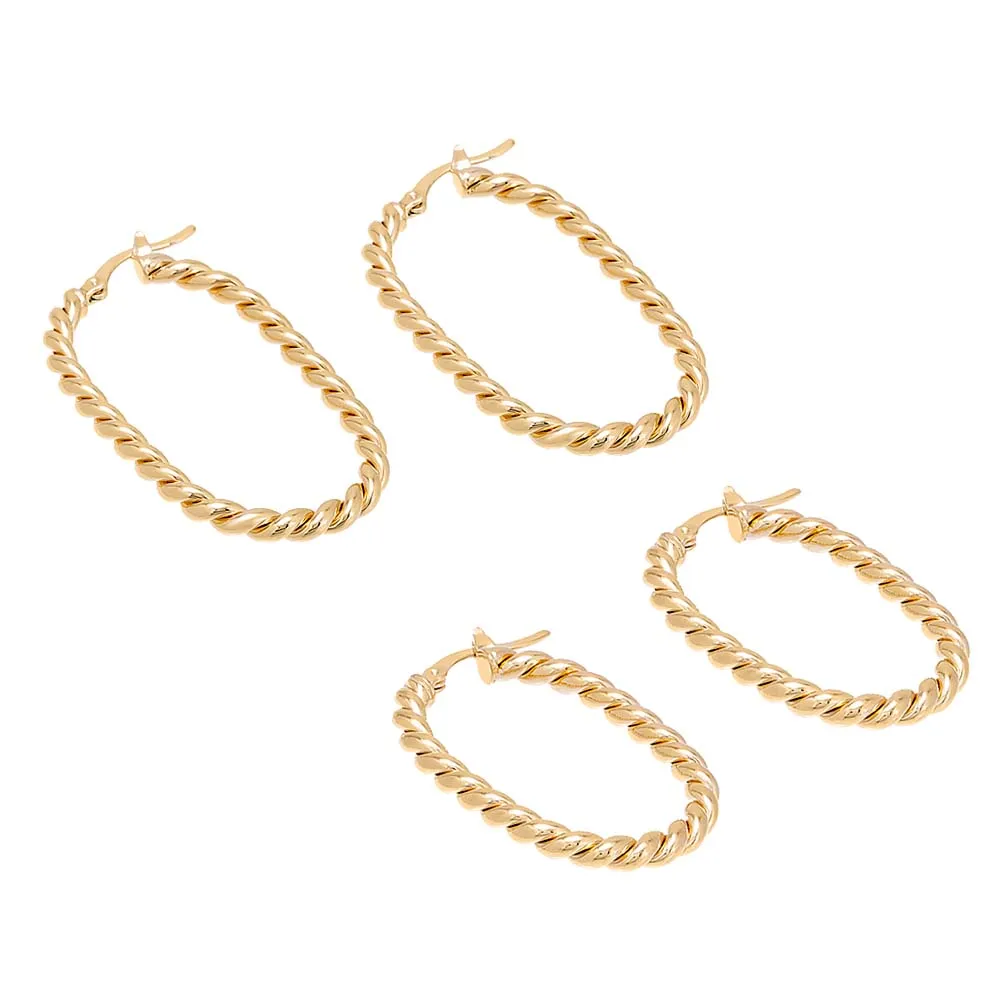 Elongated Twist Hoop Earring sold by Adina Eden's product image thumbnail 3