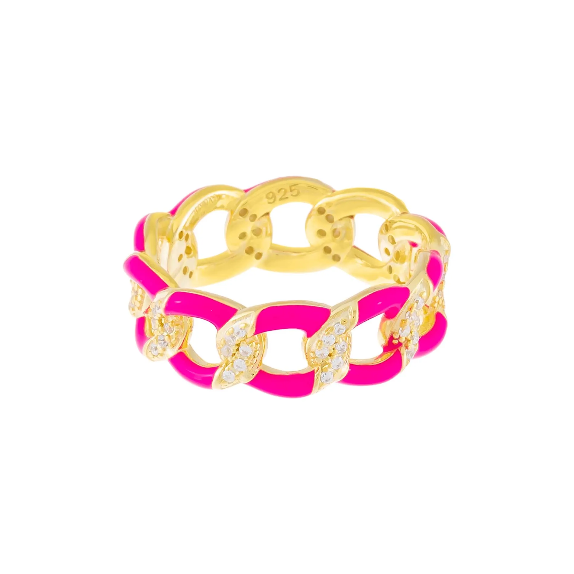 CZ Enamel Link Ring sold by Adina Eden's product image thumbnail 3