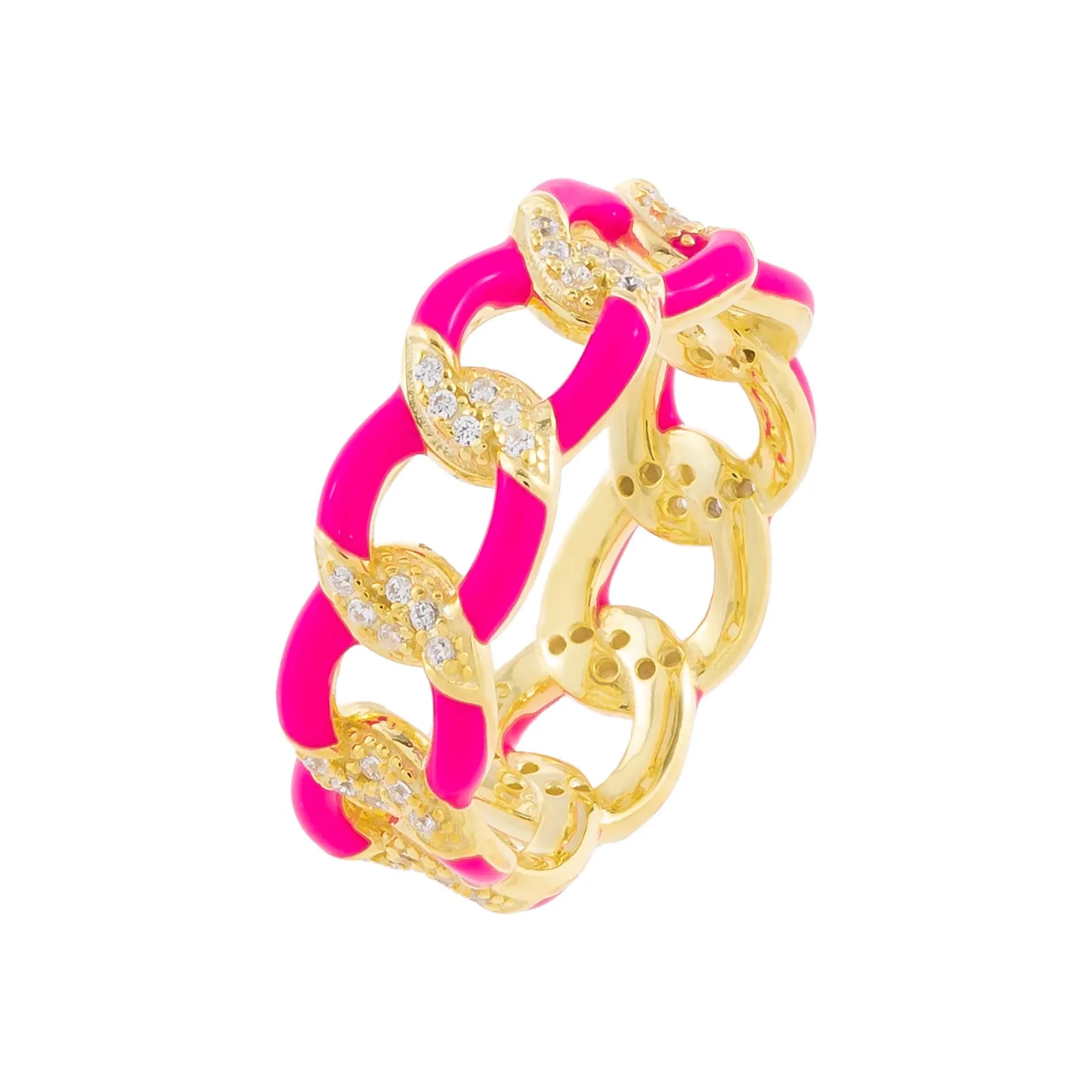 CZ Enamel Link Ring sold by Adina Eden's