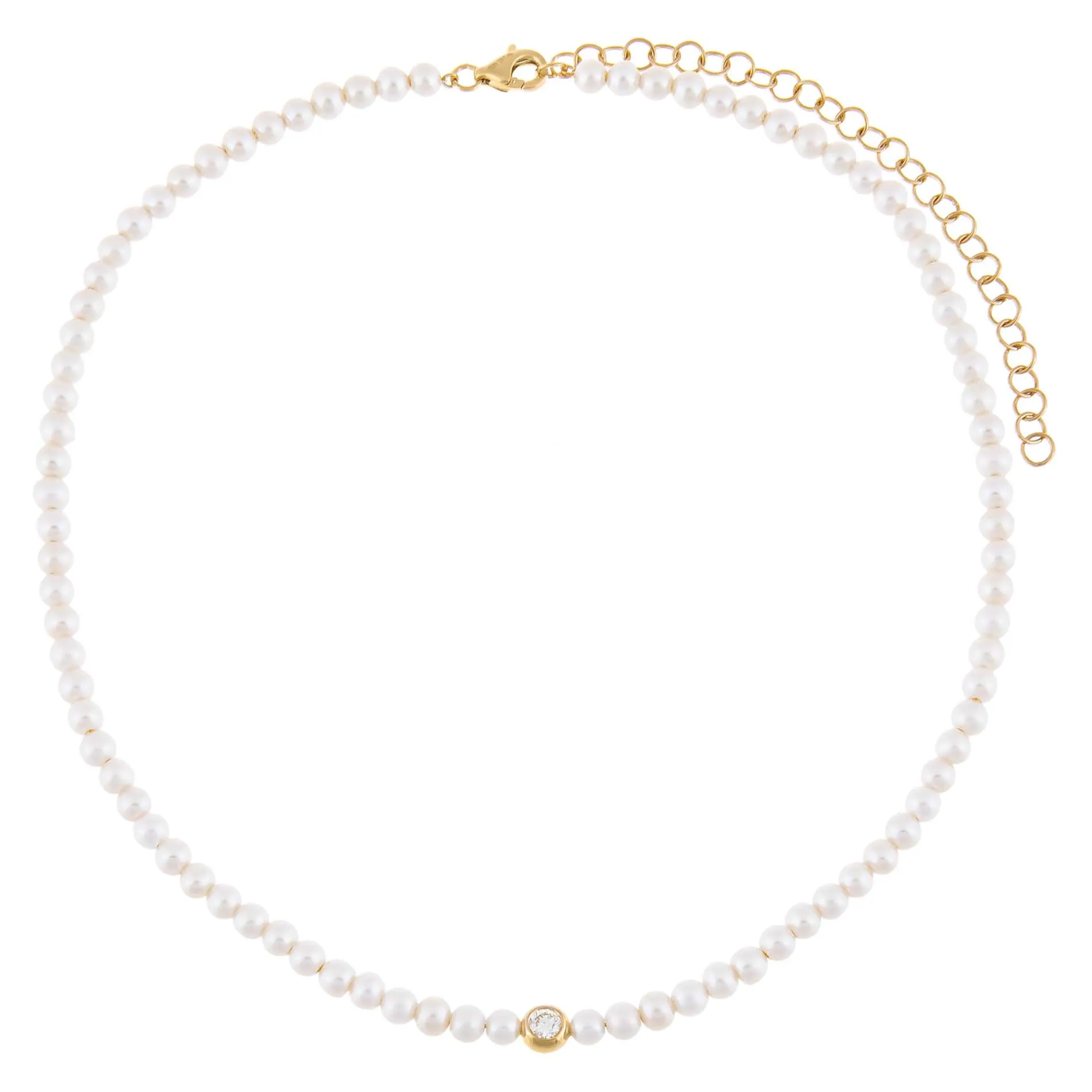 Diamond Bezel Pearl Choker 14K sold by Adina Eden's product image thumbnail 4