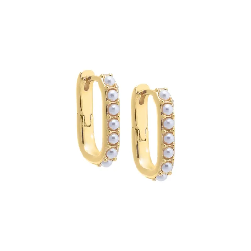 Multi Pearl Oval Shape Huggie Earring sold by Adina Eden's