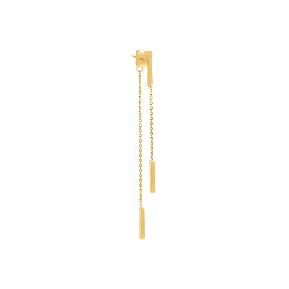 Solid Bar Chain Front Back Stud Earring 14K sold by Adina Eden's product image thumbnail 3