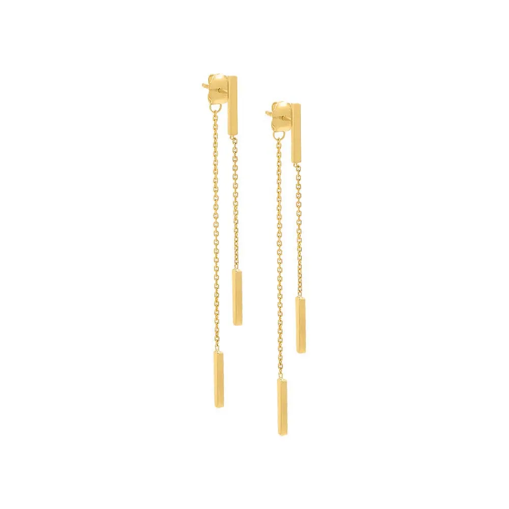 Solid Bar Chain Front Back Stud Earring 14K sold by Adina Eden's