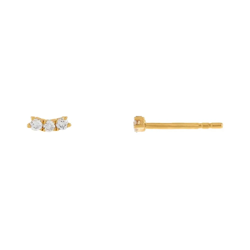 Diamond Curved Trio Stud Earring 14K sold by Adina Eden's