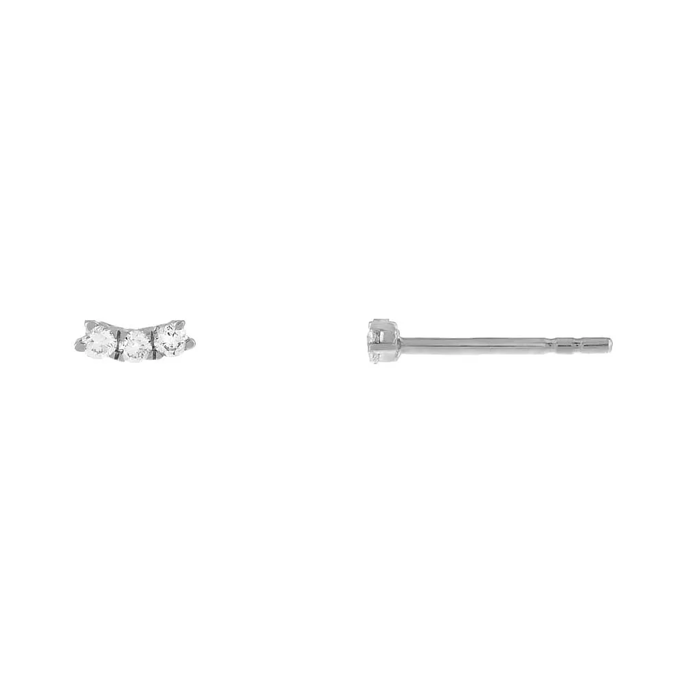 Diamond Curved Trio Stud Earring 14K sold by Adina Eden's product image thumbnail 4