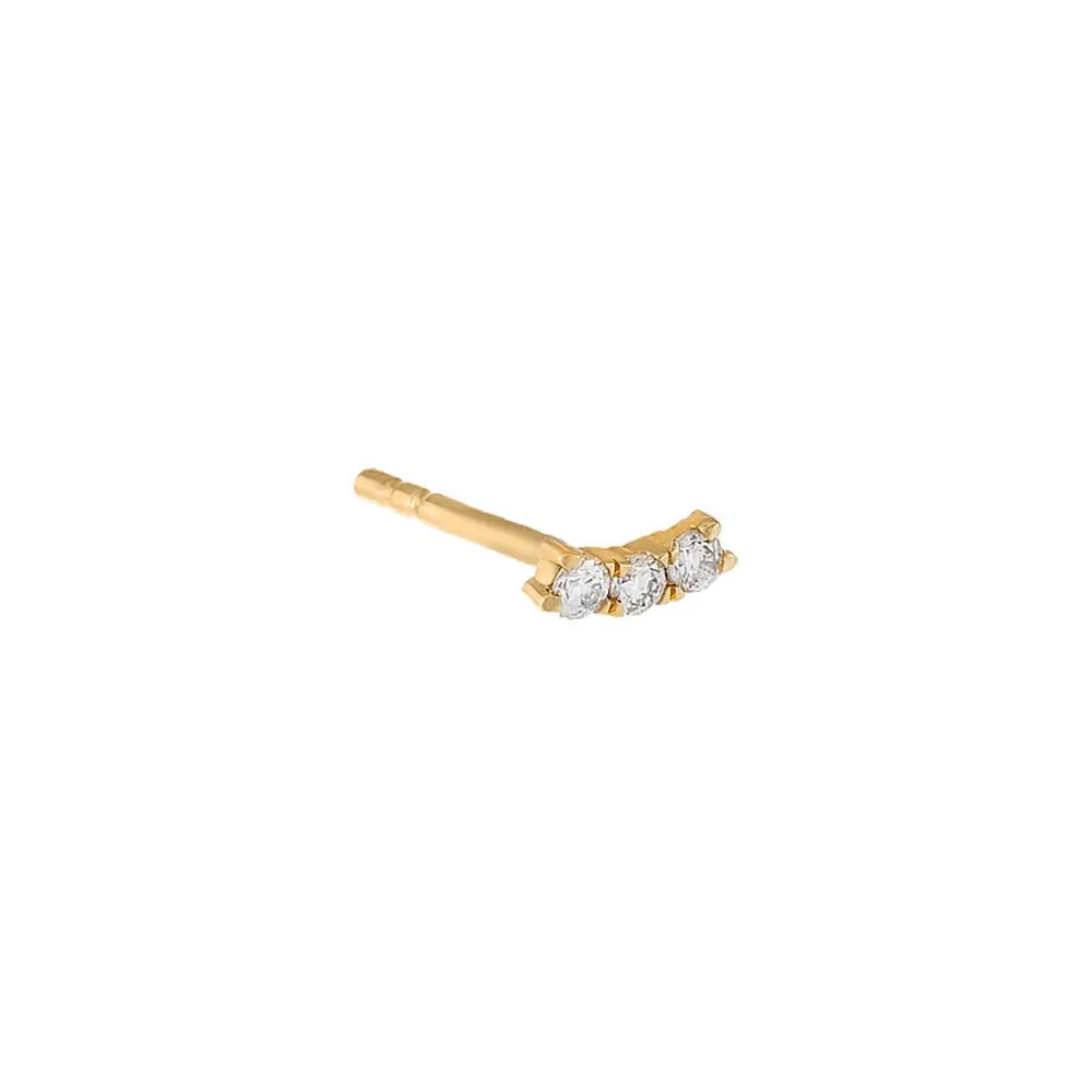 Diamond Curved Trio Stud Earring 14K sold by Adina Eden's product image thumbnail 3