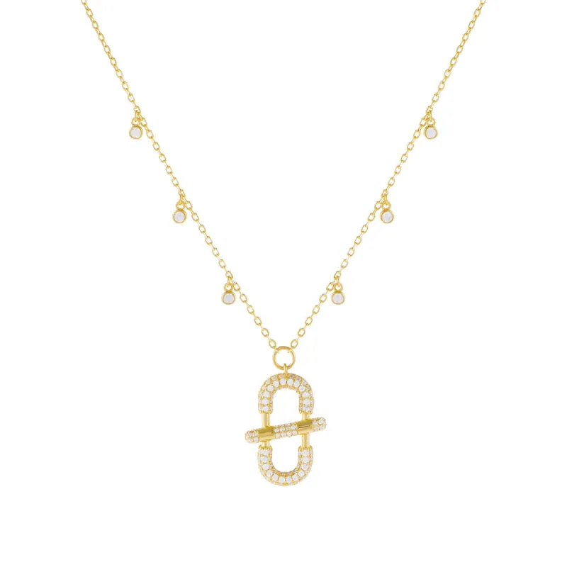 Pavé Toggle Bezel Necklace sold by Adina Eden's