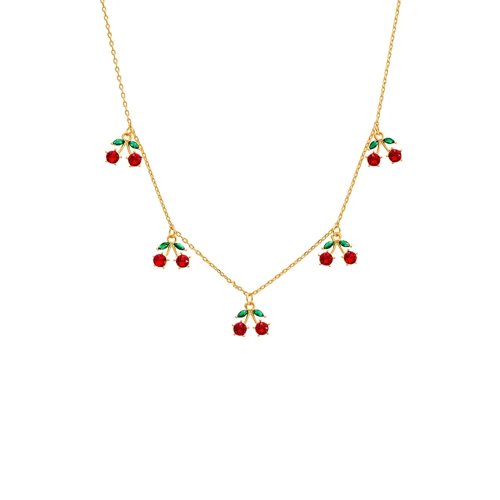 Colored Multi Cherry Dangling Necklace sold by Adina Eden's