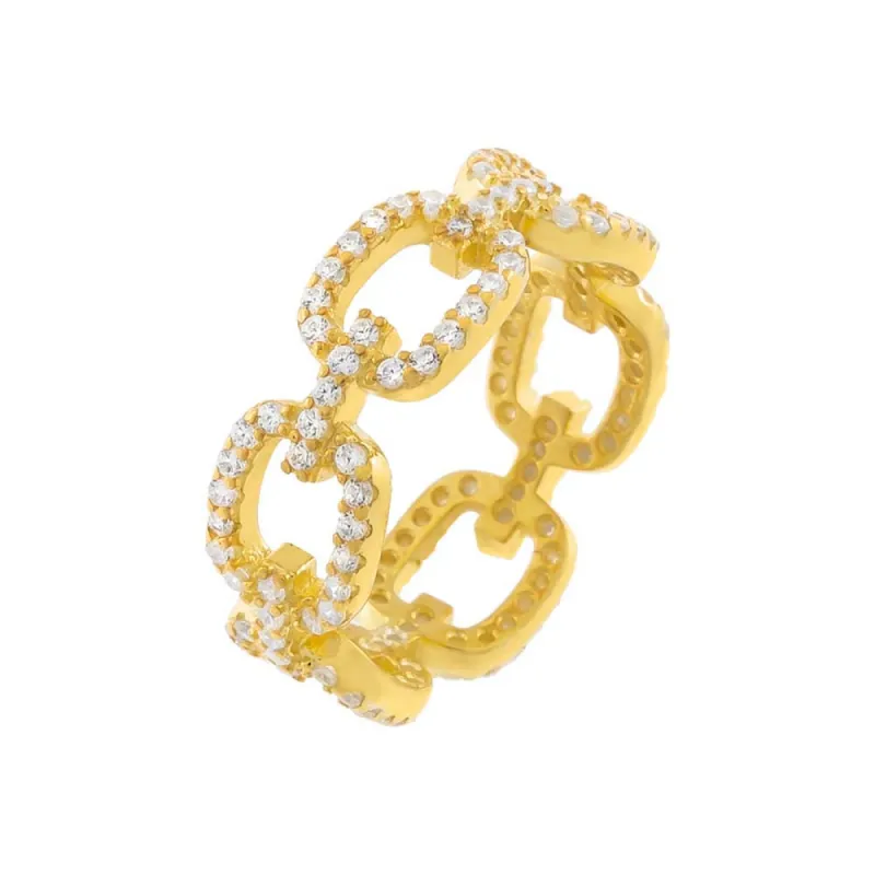 Pavé Square Link Ring sold by Adina Eden's