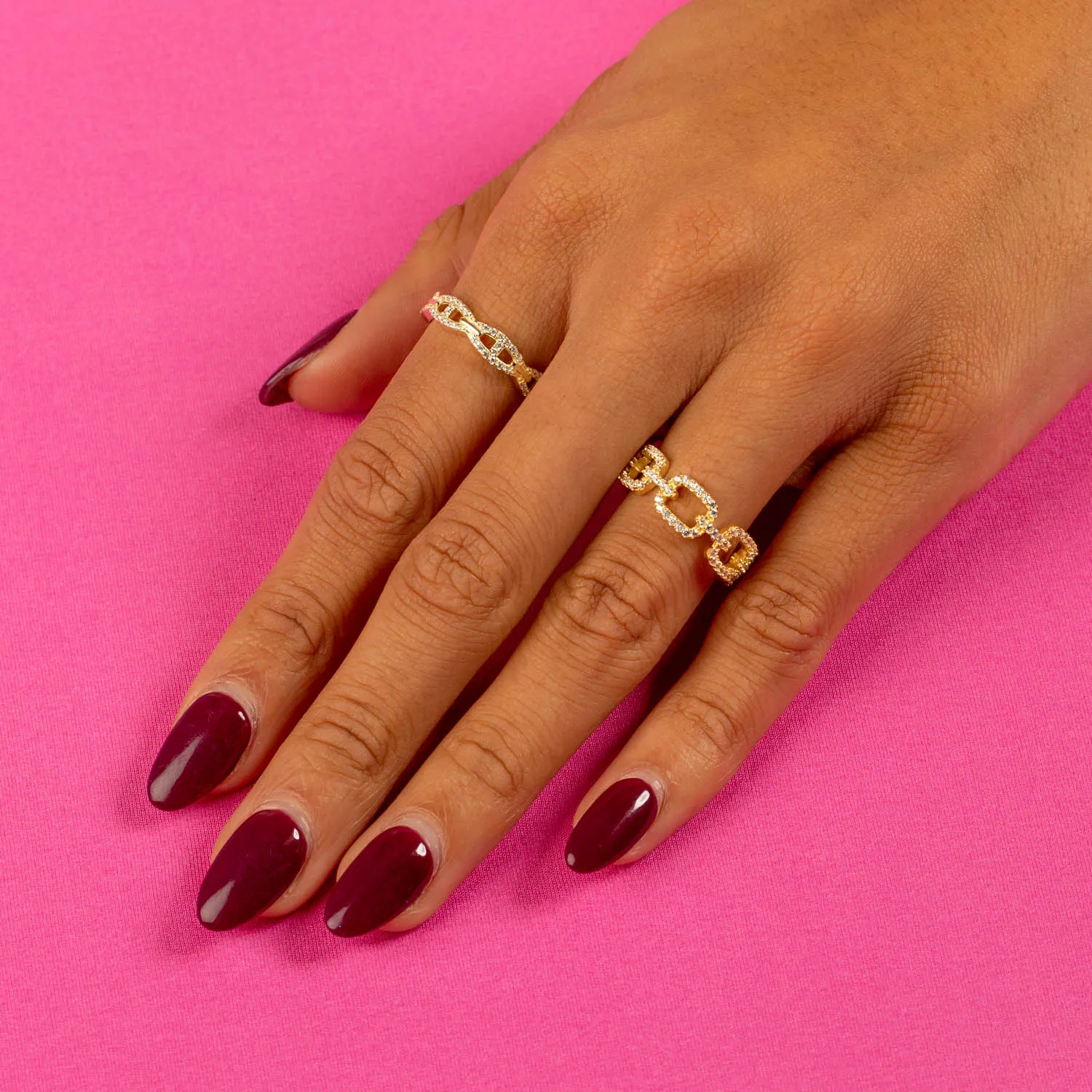 Pavé Square Link Ring sold by Adina Eden's product image thumbnail 2