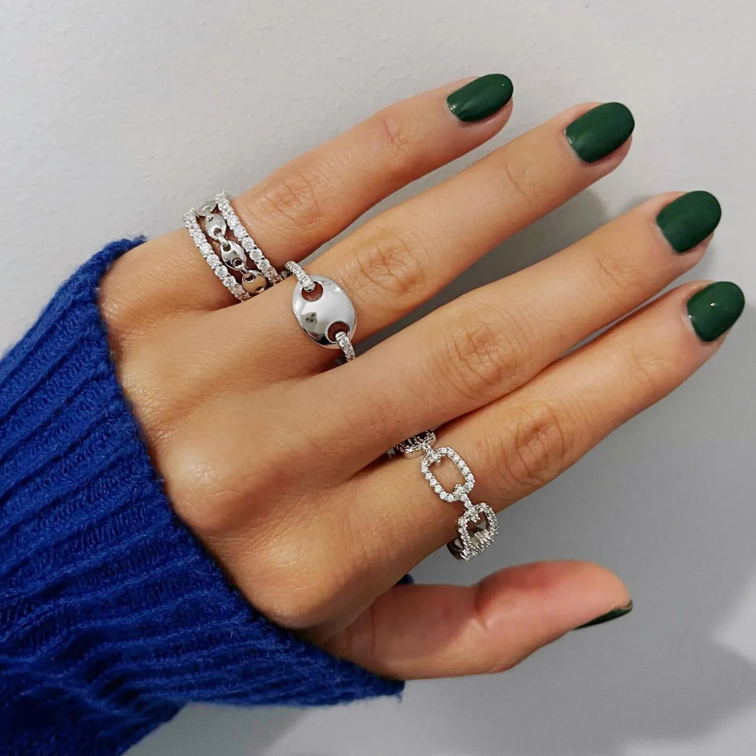 Pavé Square Link Ring sold by Adina Eden's product image thumbnail 3