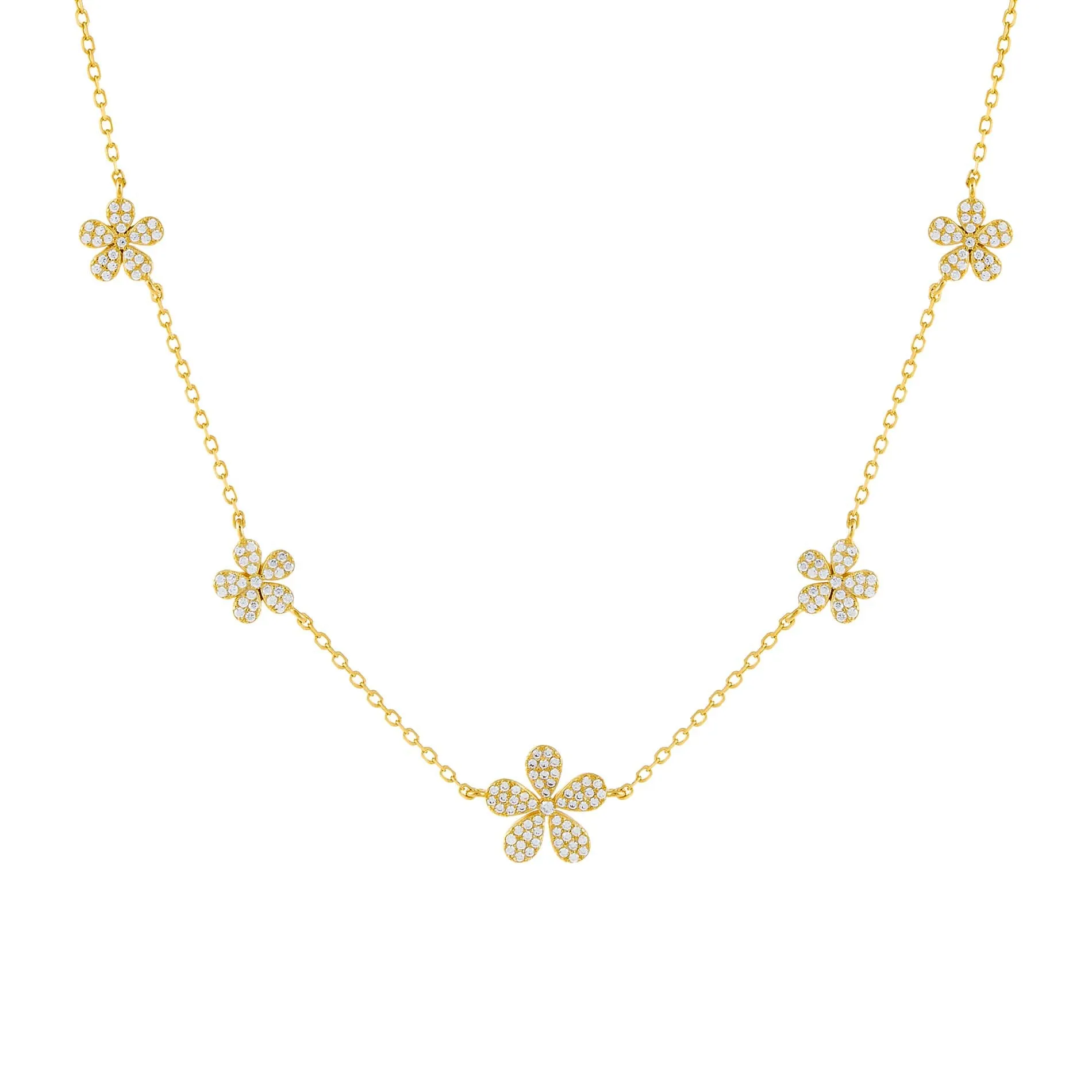 CZ Multi Flower Necklace sold by Adina Eden's