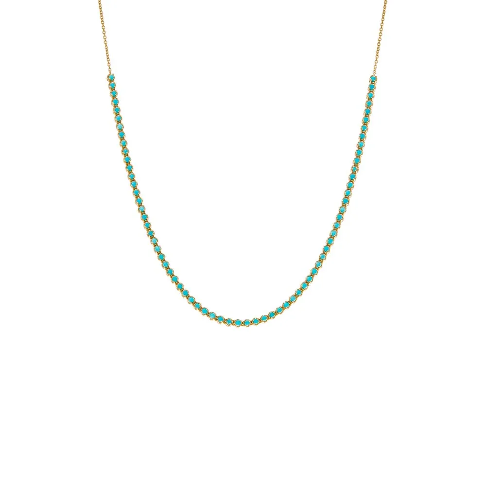 Turquoise Half Tennis Necklace 14K sold by Adina Eden's