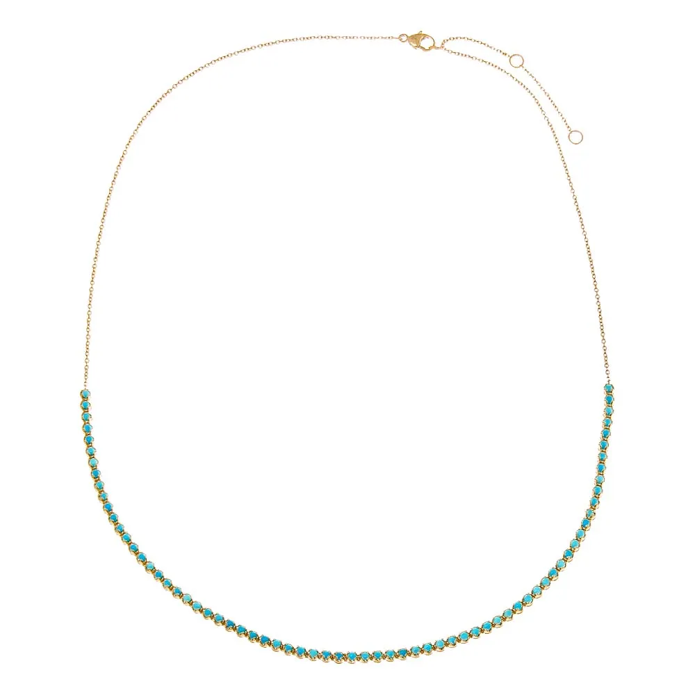Turquoise Half Tennis Necklace 14K sold by Adina Eden's product image thumbnail 2
