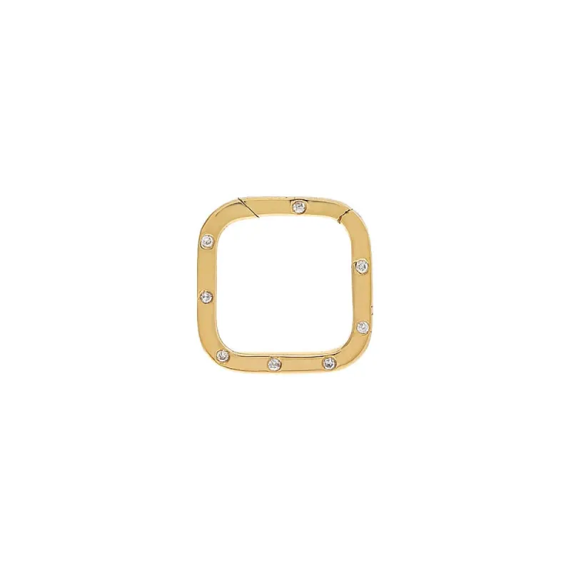 Diamond Dotted Square Charm Connector Clasp 14K sold by Adina Eden's