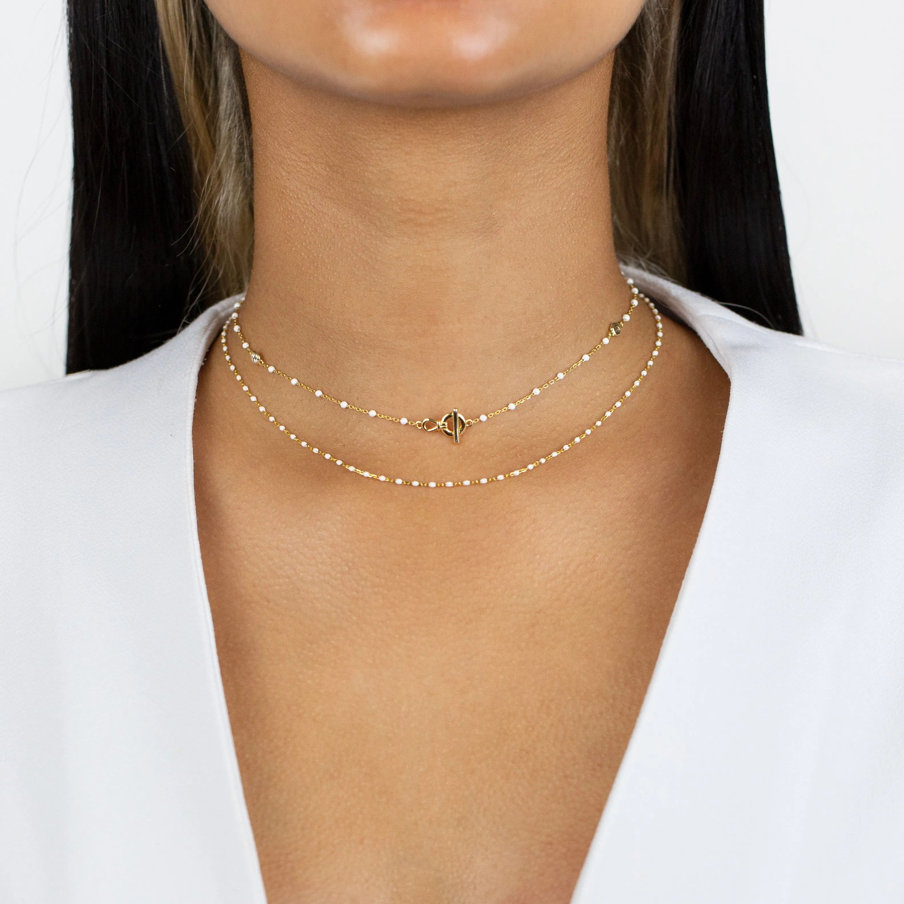 White Enamel Necklace Combo Set sold by Adina Eden's product image thumbnail 2