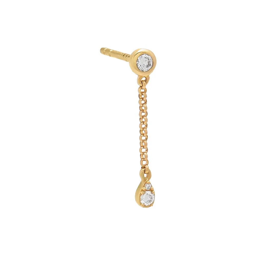 Diamond Round Bezel X Marquise Chain Drop Stud Earring 14K sold by Adina Eden's product image thumbnail 2