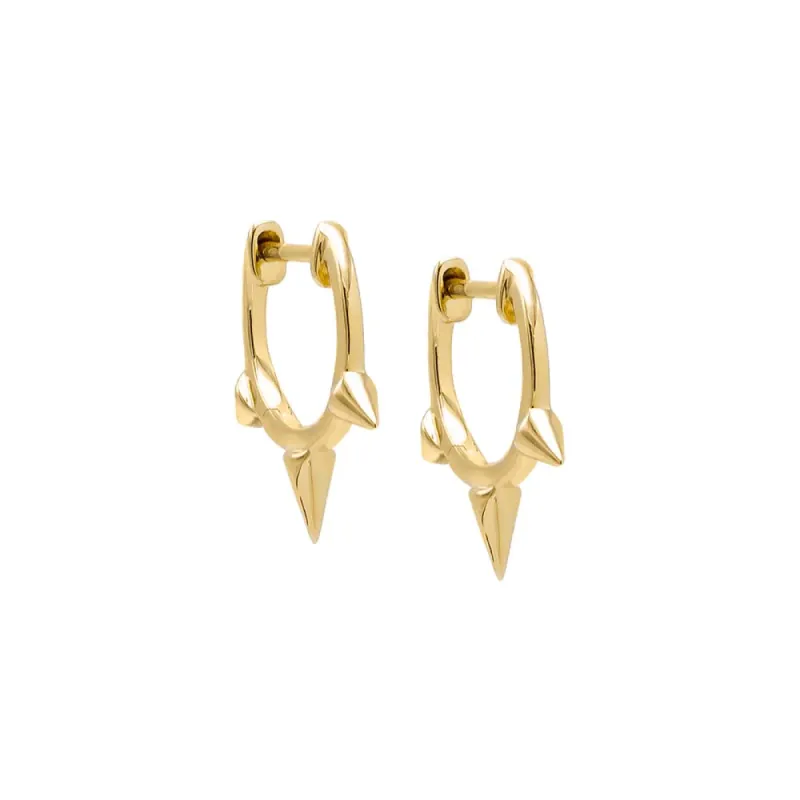 Solid Triple Spike Huggie Earring 14K sold by Adina Eden's