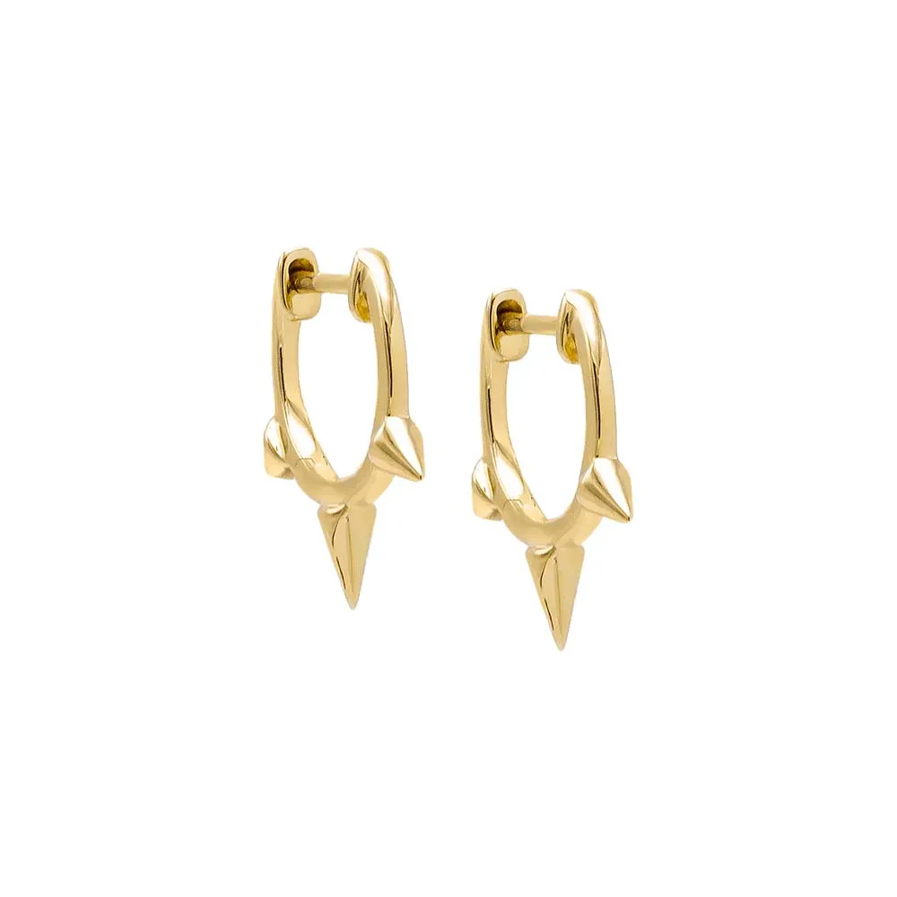 Solid Triple Spike Huggie Earring 14K sold by Adina Eden's
