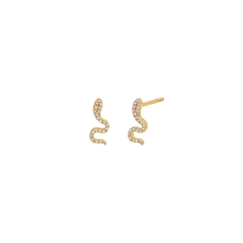 Mini Diamond Serpent Stud Earring 14K sold by Adina Eden's product image thumbnail 3