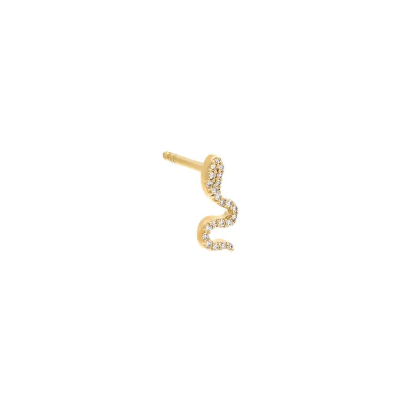 Mini Diamond Serpent Stud Earring 14K sold by Adina Eden's