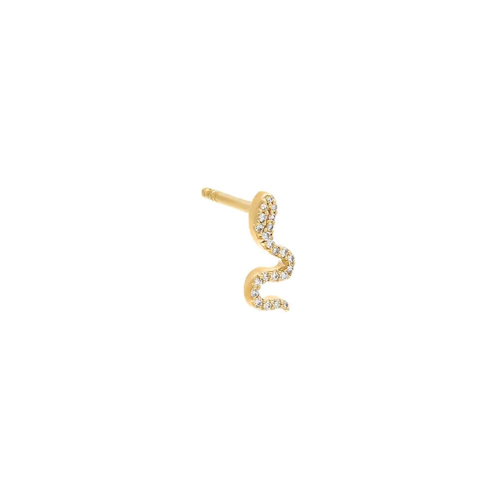 Mini Diamond Serpent Stud Earring 14K sold by Adina Eden's