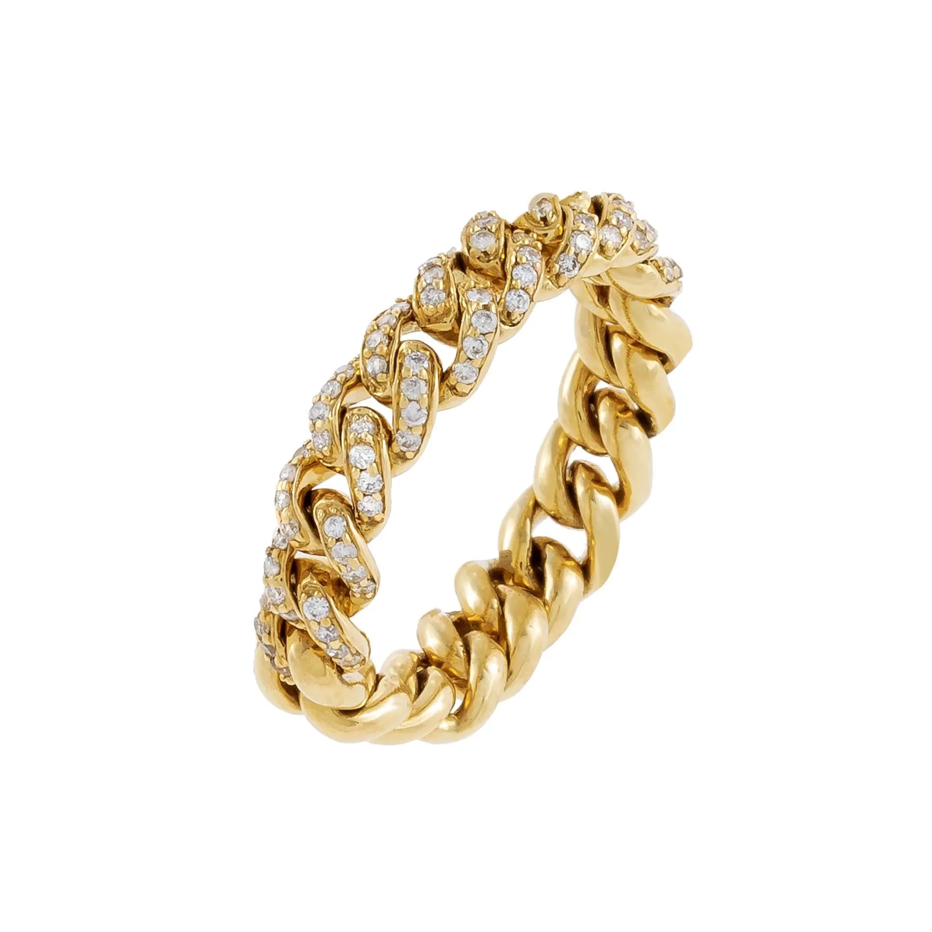Diamond Chunky Cuban Chain Ring 14K sold by Adina Eden's
