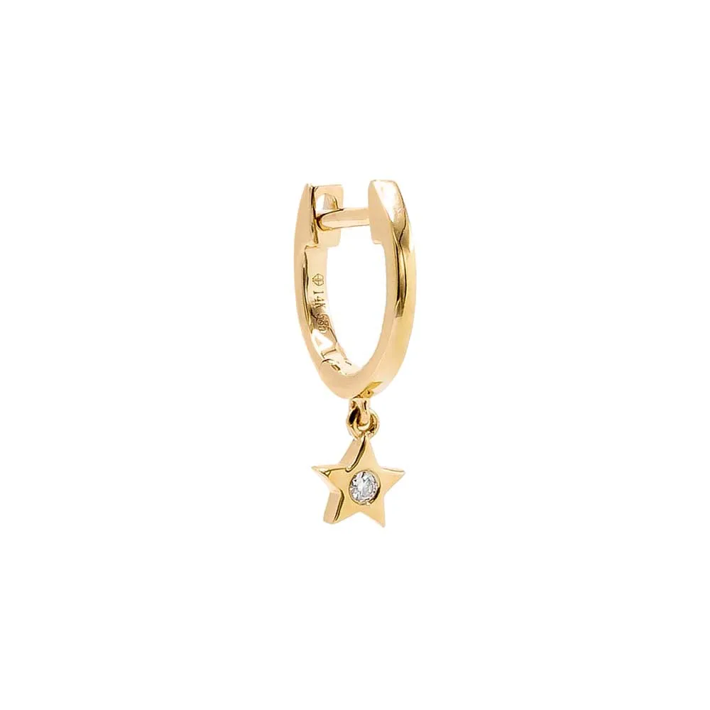 Mini Dangling Diamond Star Huggie Earring 14K sold by Adina Eden's product image thumbnail 3