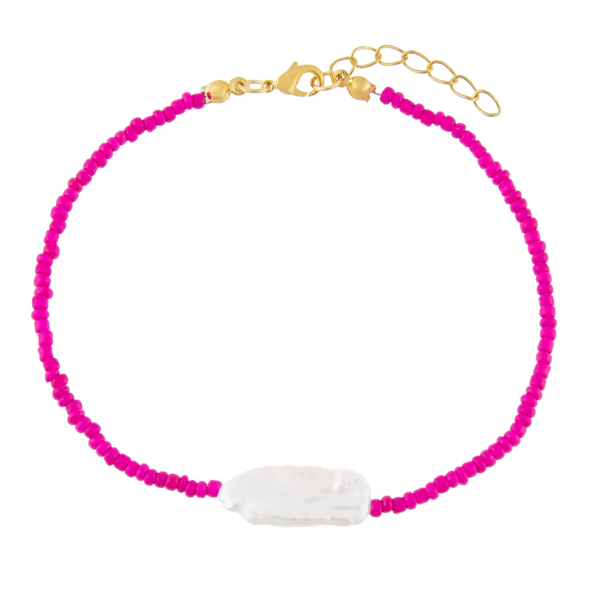 Pink Baroque Pearl Beaded Anklet sold by Adina Eden's product image thumbnail 2
