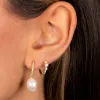 Pavé Open Pearl Hoop Earring sold by Adina Eden's