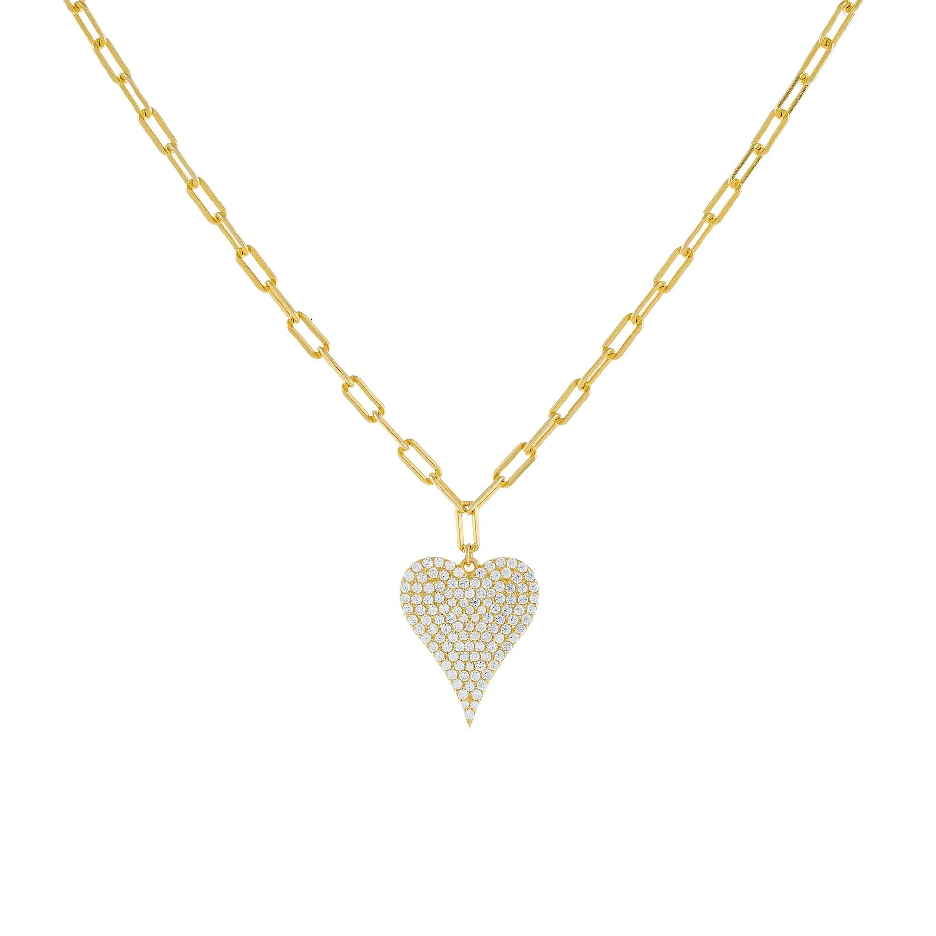 Pavé Heart Link Necklace sold by Adina Eden's