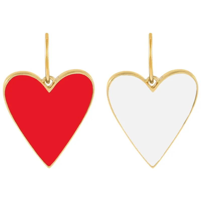 Double Sided Enamel Red X White Heart Charm sold by Adina Eden's