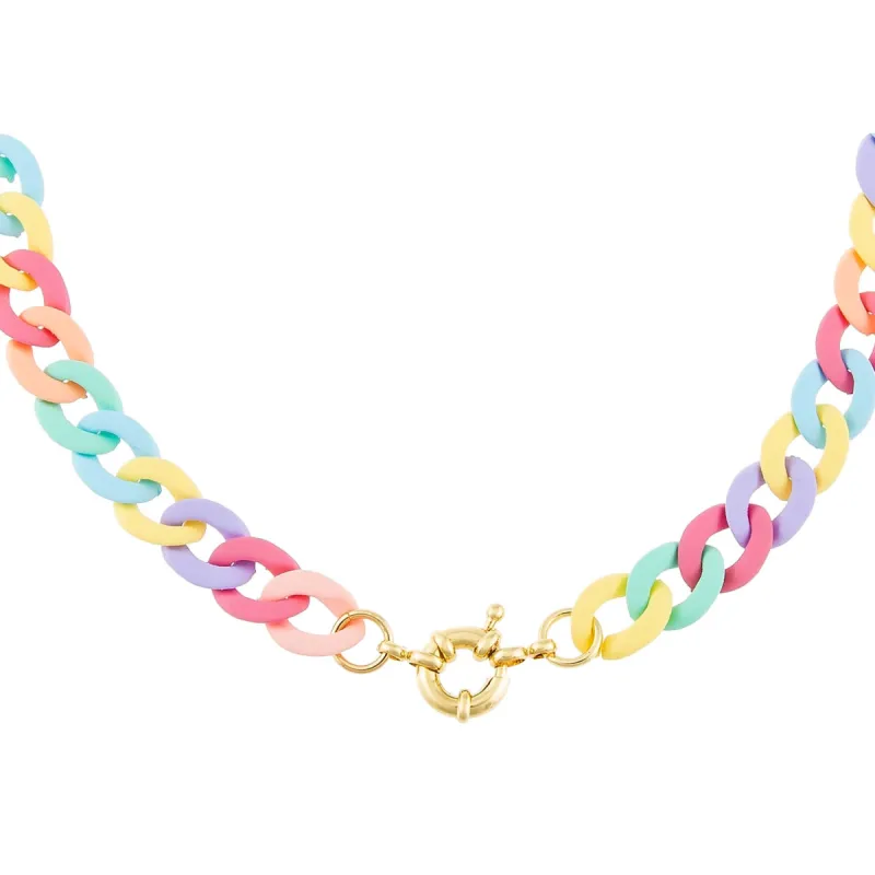 Thin Pastel Colored Chain Link Toggle Necklace sold by Adina Eden's
