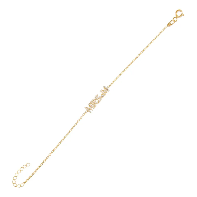 Pavé Mrs. Nameplate Bracelet made by Adina Eden's