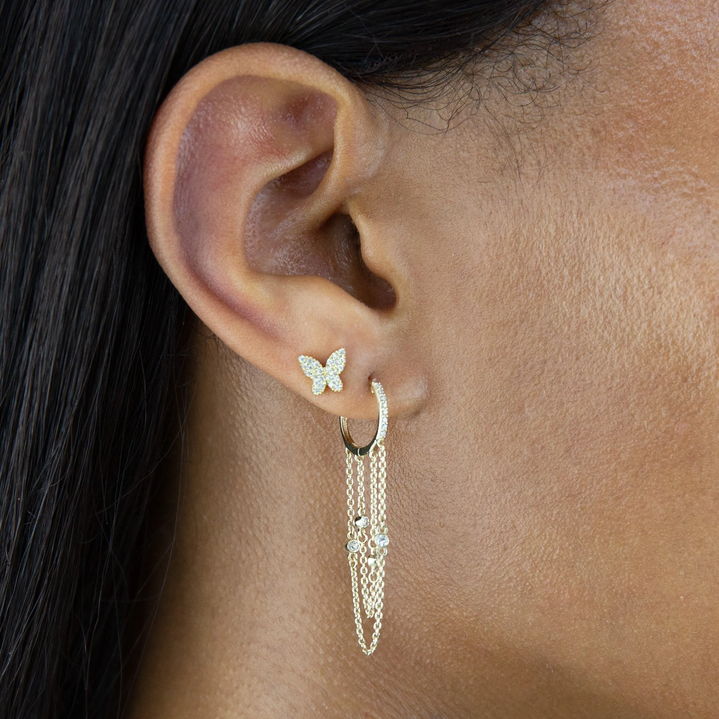 Diamond Butterfly Stud Earring 14K sold by Adina Eden's product image thumbnail 2