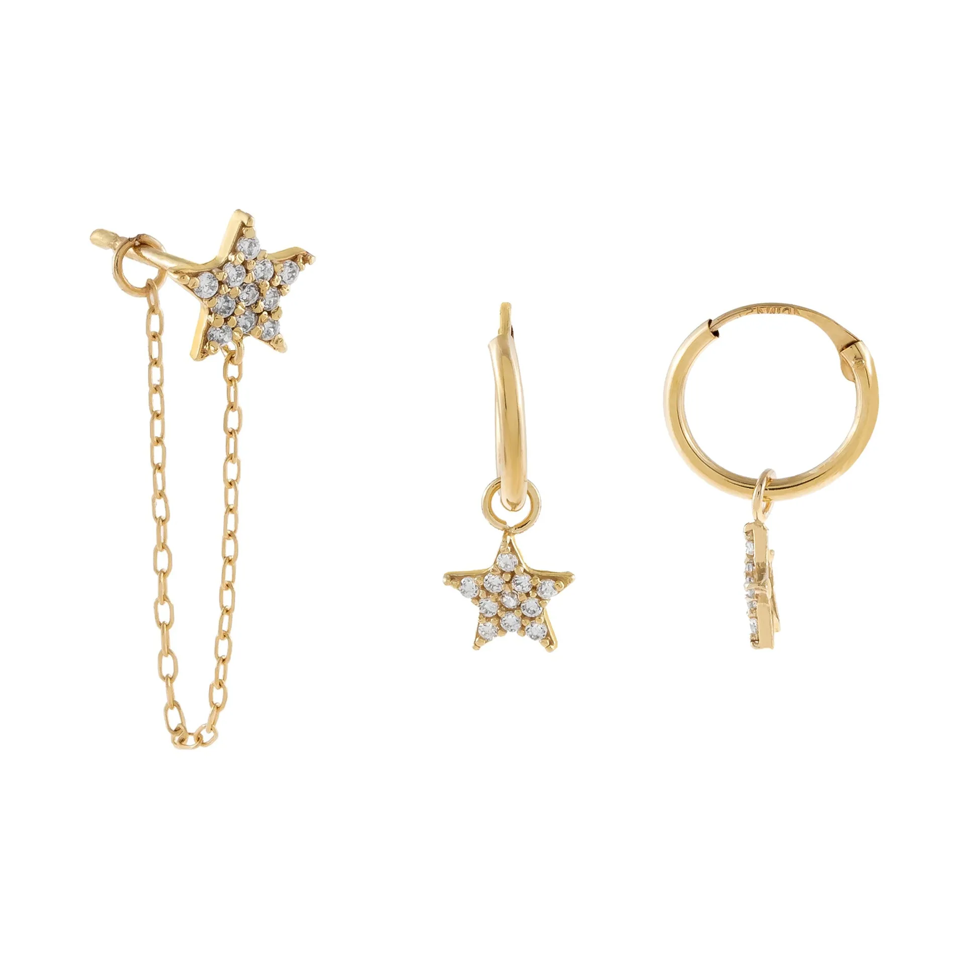 CZ Star Earring Combo Set 14K sold by Adina Eden's