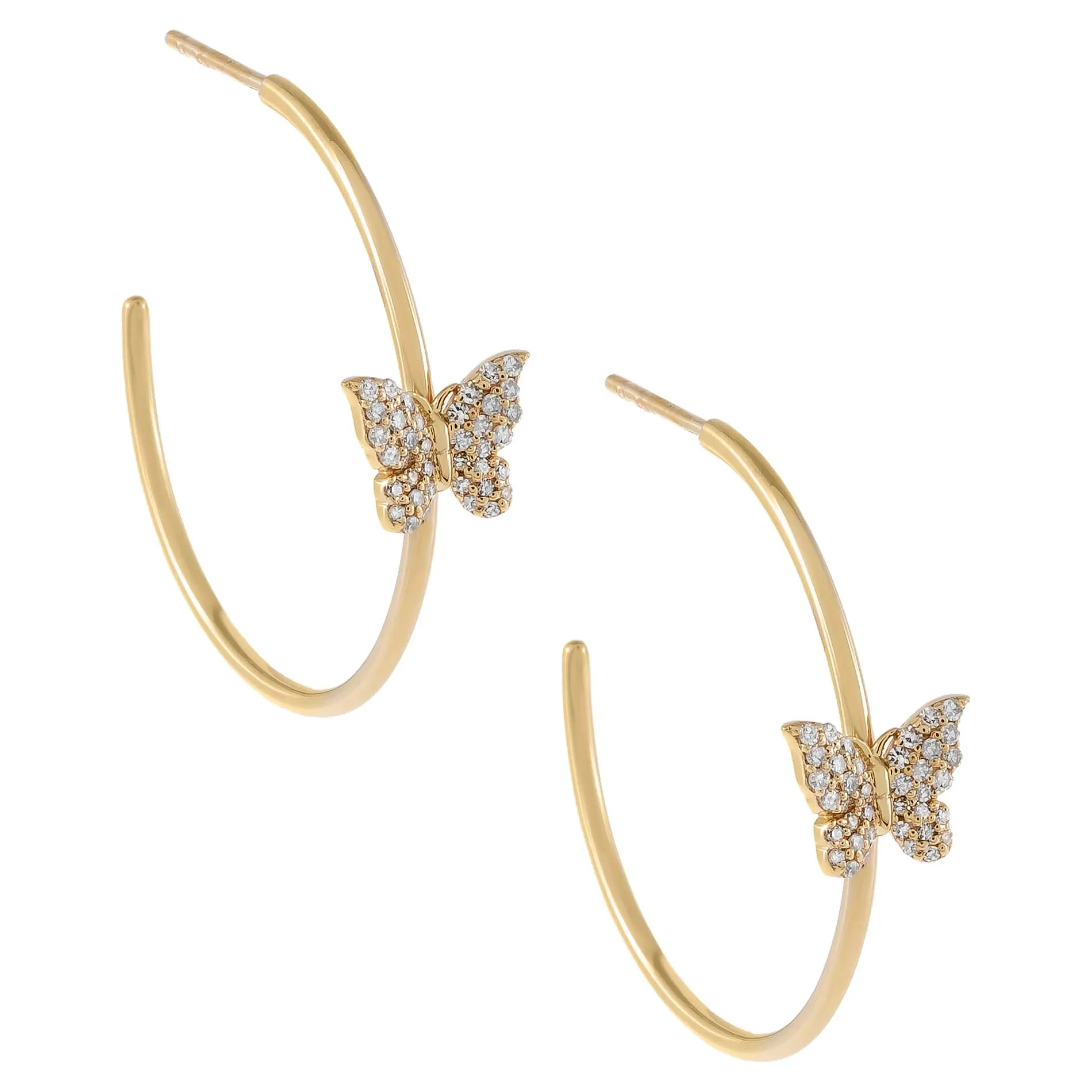 Diamond Butterfly Hoop Earring 14K sold by Adina Eden's