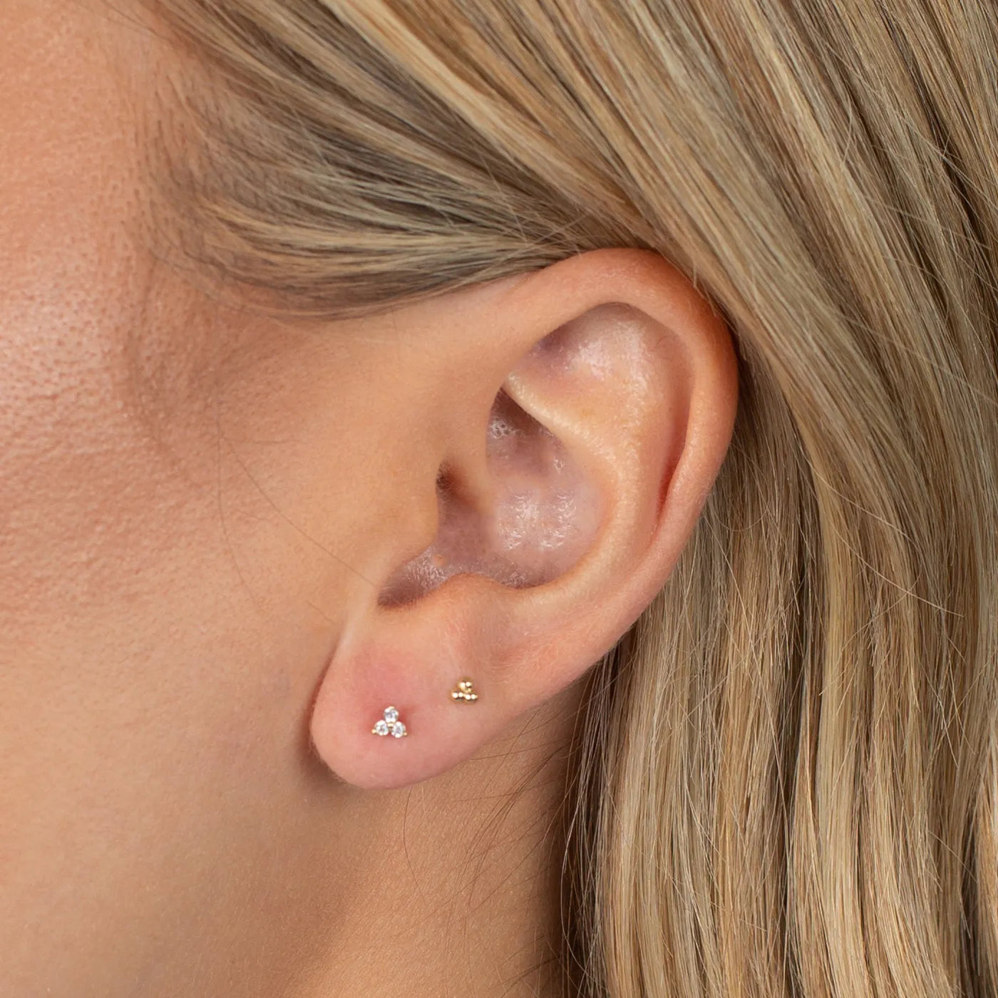 CZ Trio Cluster Stud Earring 14K sold by Adina Eden's product image thumbnail 2