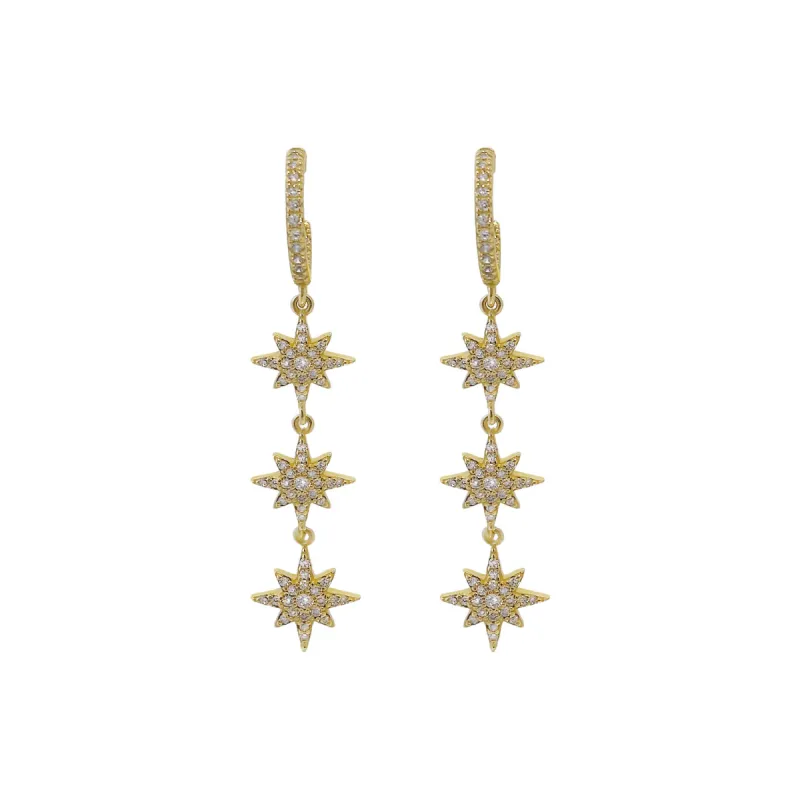 CZ Starburst Drop Hoop Earring sold by Adina Eden's
