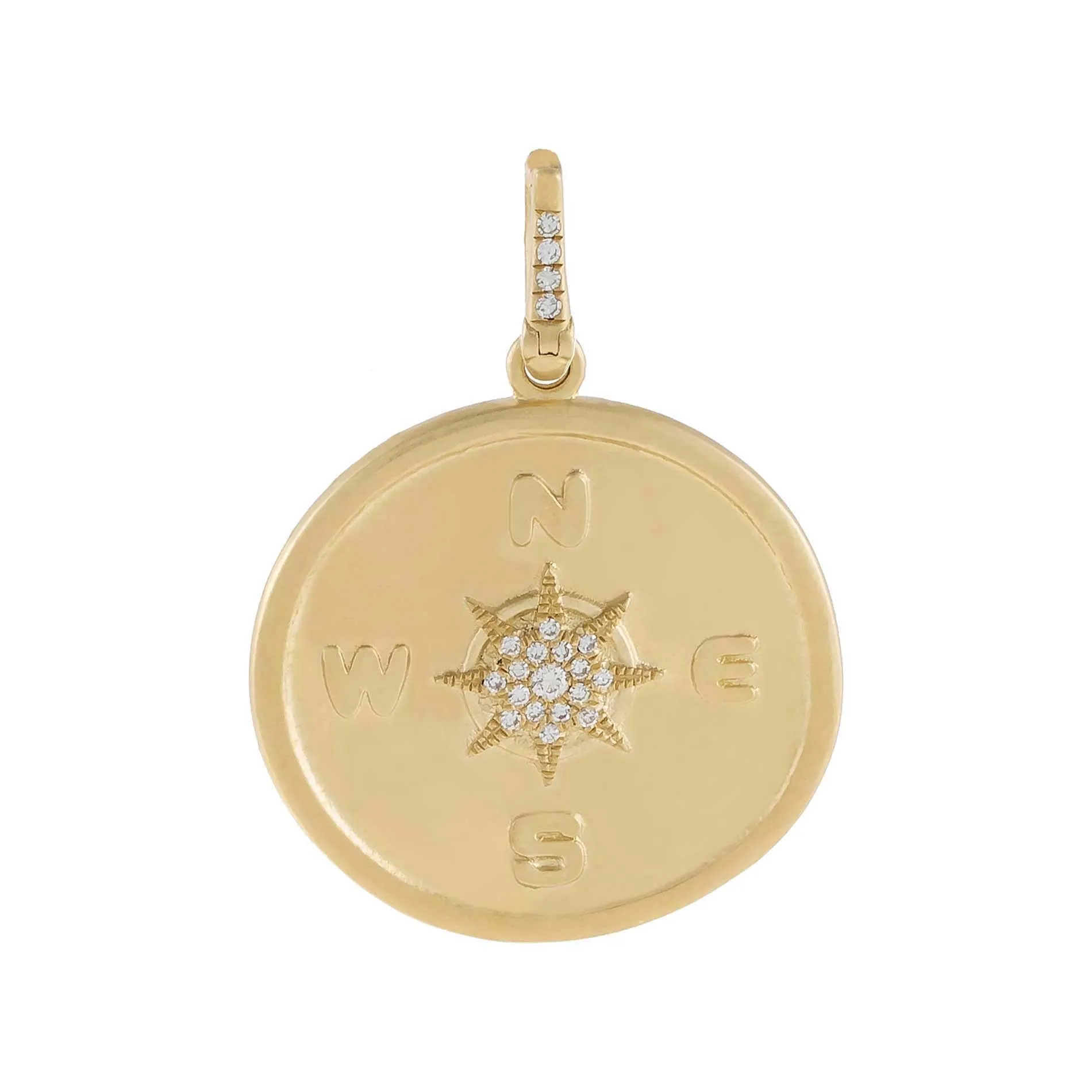 Diamond Compass Coin Charm 14K sold by Adina Eden's