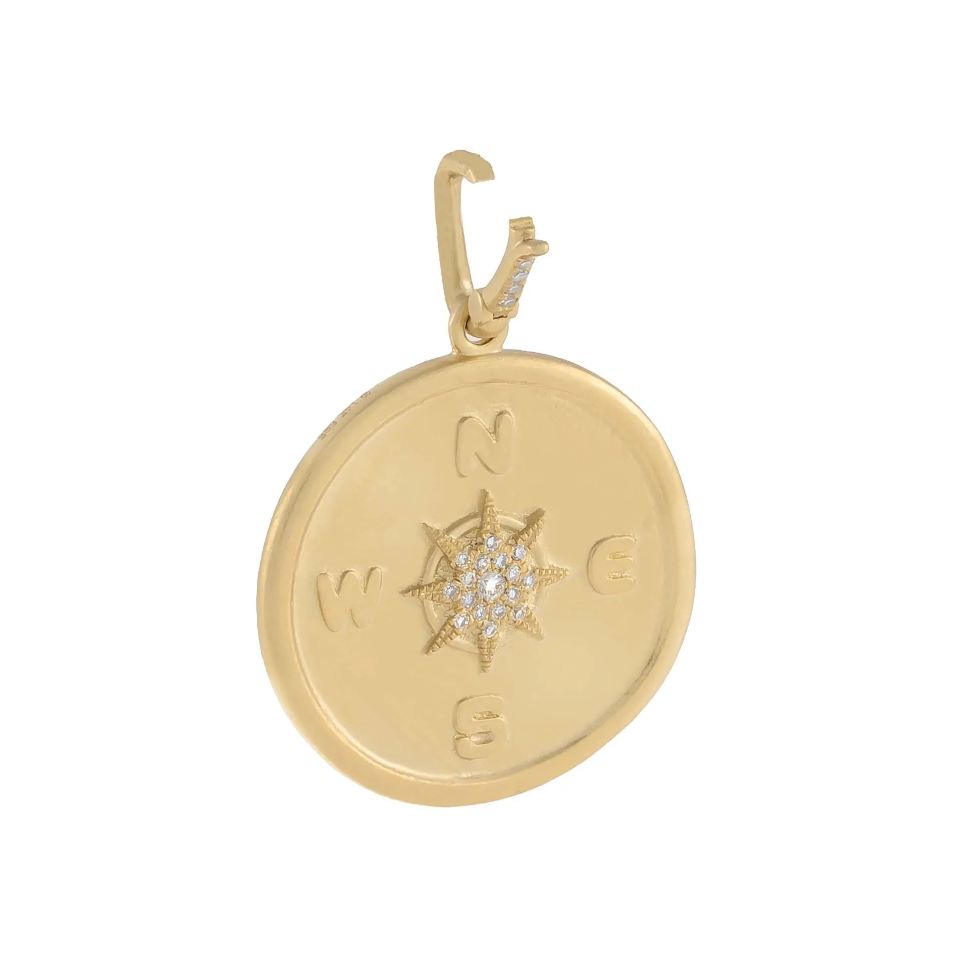 Diamond Compass Coin Charm 14K sold by Adina Eden's product image thumbnail 2
