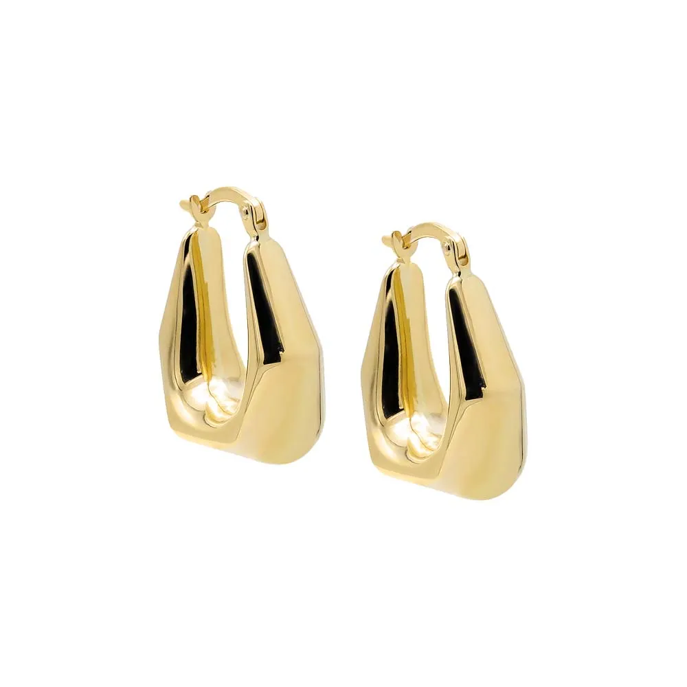 Solid Graduated Octagon Shaped Hoop Earring 14K sold by Adina Eden's